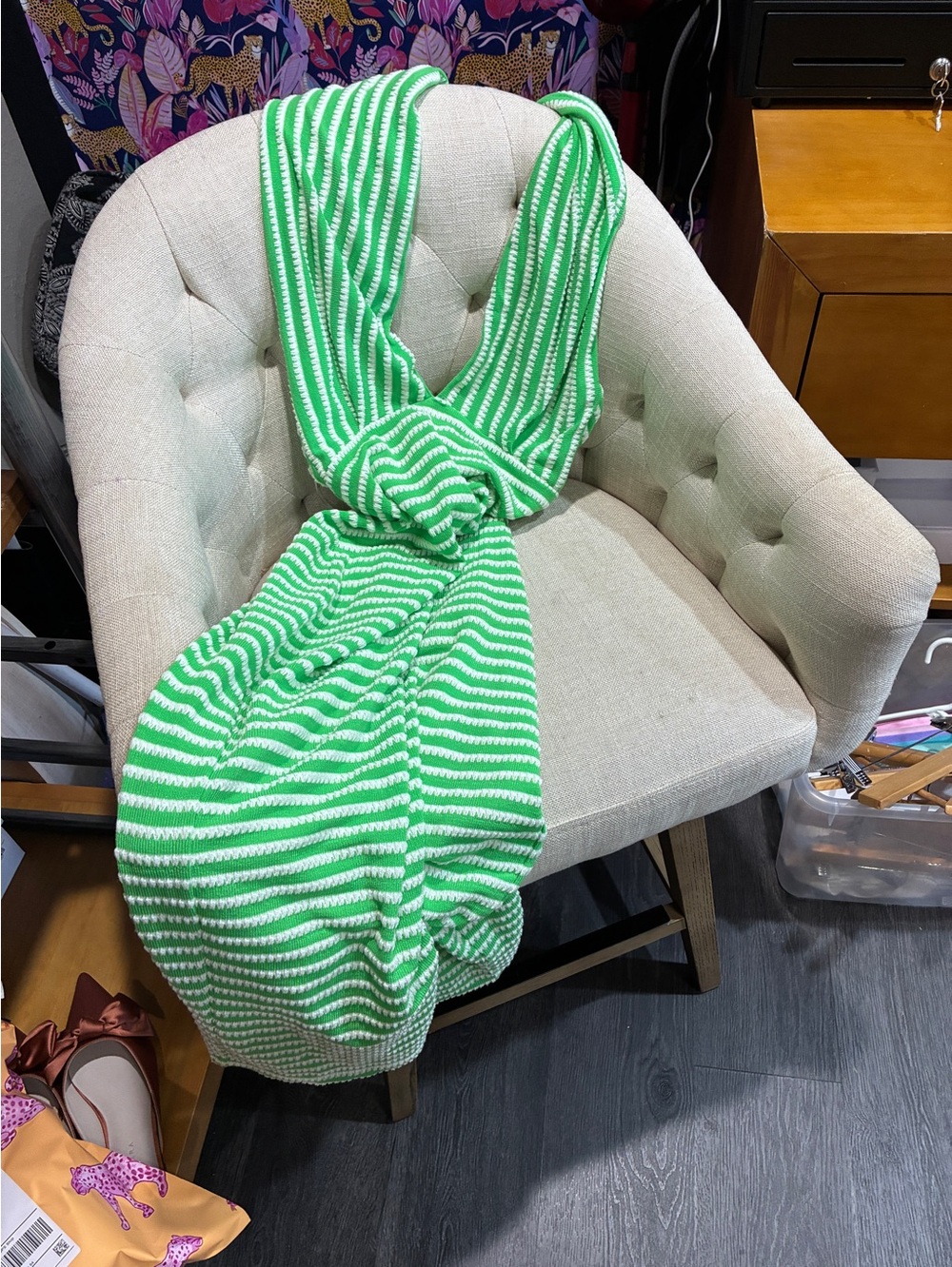 Amanda Uprichard Green and White Stripe Knit Top